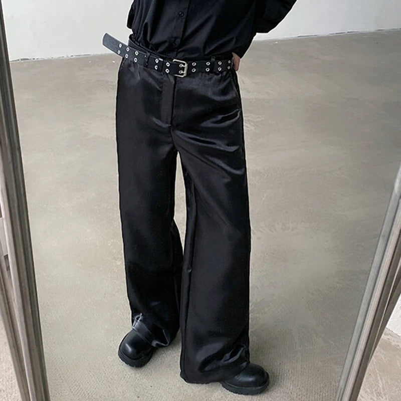High - quality Polyester Casual Solid - color Loose - fitting Straight Pants