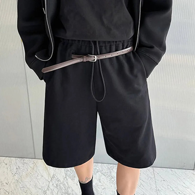 Comfortable Polyester High-Waisted Loose Drawstring Straight-Fit Shorts
