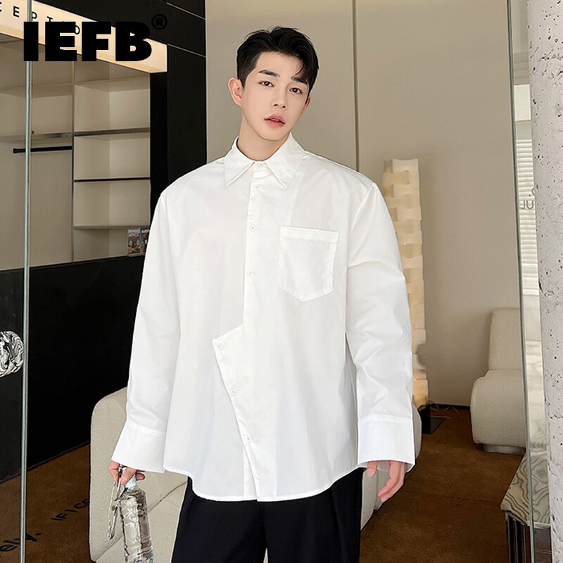 Stylish Solid Long Sleeve Shirt with Irregular Pocket