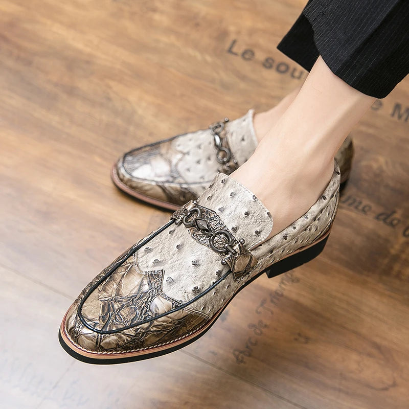 Stylish Breathable Abstract Patchwork Patent Leather Slip-on Loafers