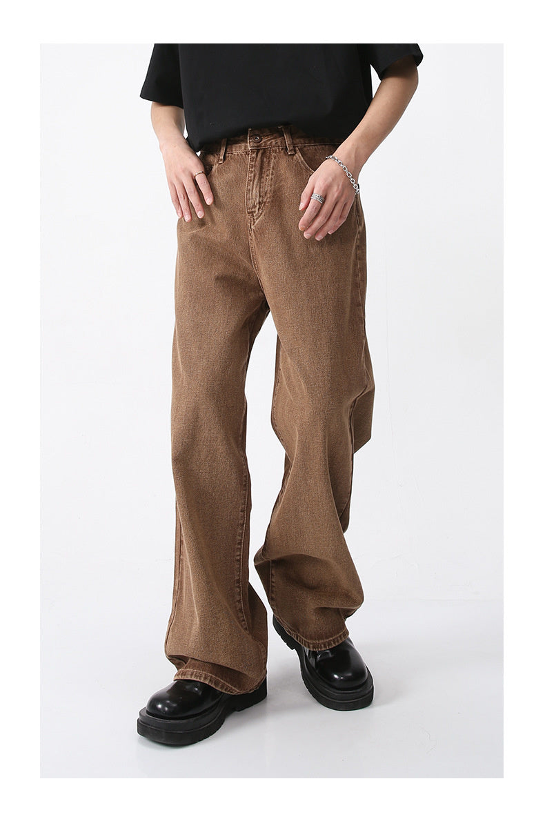 Soft and Durable Butter Brown Straight-Leg Casual Denim Jeans