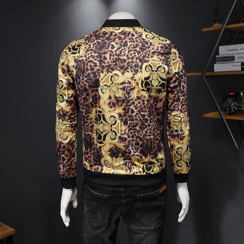 Exquisite Luxury Leopard-Printed Fashionable Bomber Jacket for Stylish Individuals