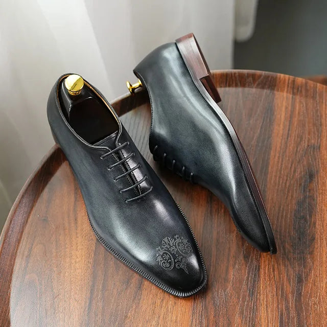Exquisite Luxury Royal Style Embossed Genuine Leather Men's Dress Shoes