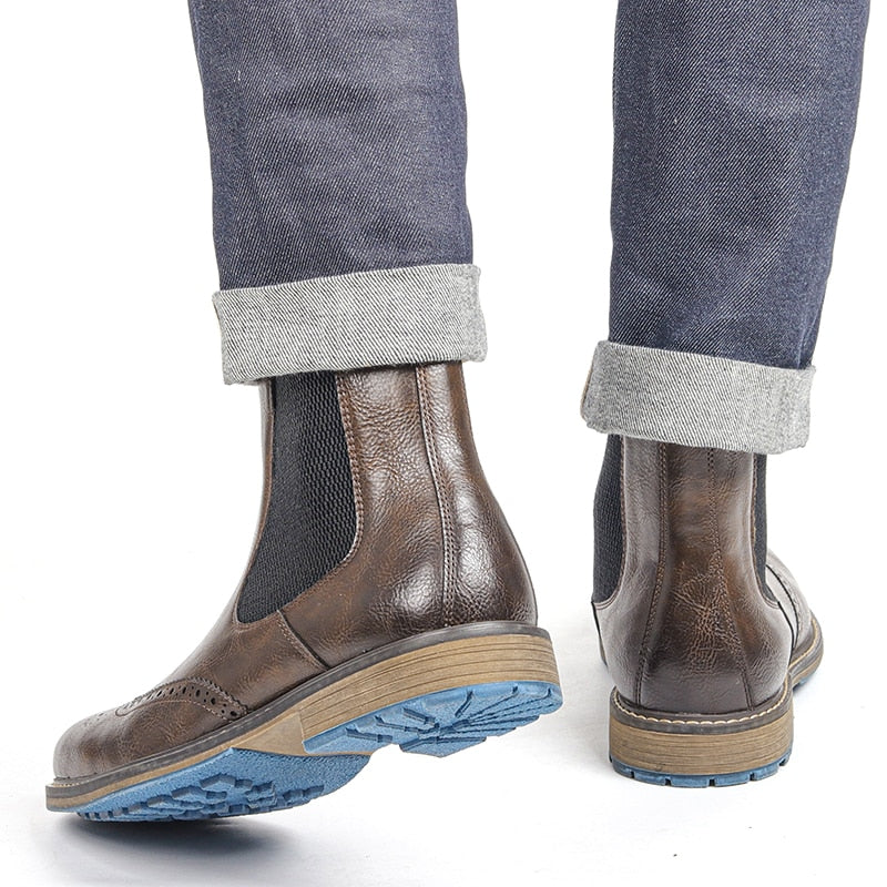 Comfortable Solid Slip-On Chelsea Boots in Synthetic Leather