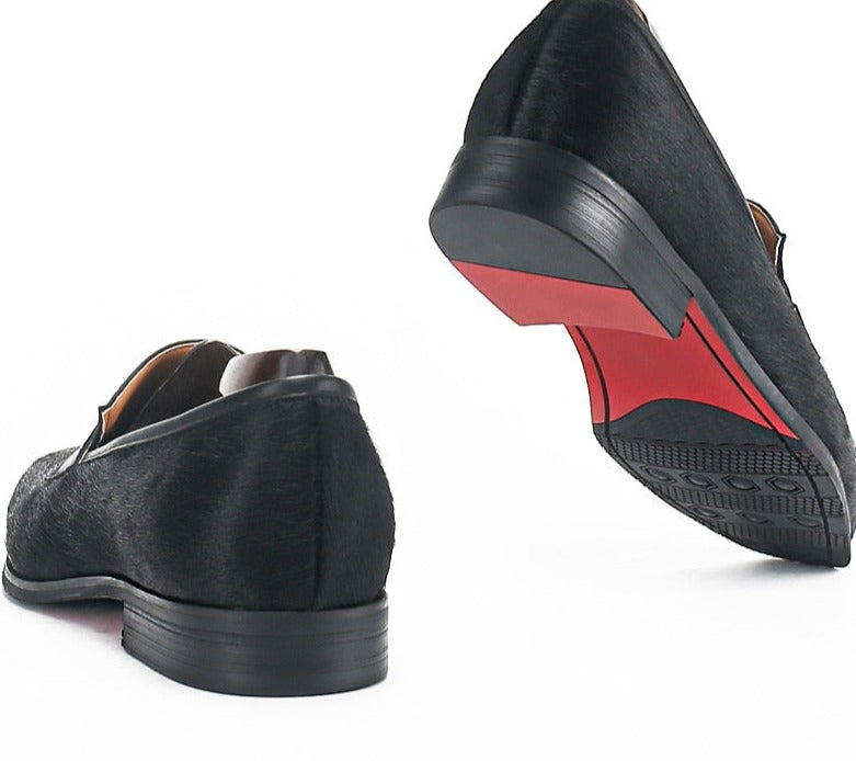 Stylish Casual Black Horsehair Men's Loafers for Everyday Wear