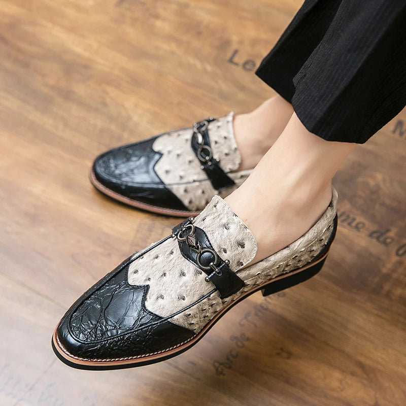 Stylish Breathable Abstract Patchwork Patent Leather Slip-on Loafers