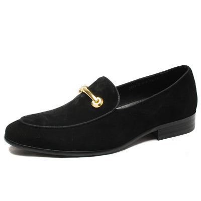 Elegant Metal Buckle Decorated Tuxedo-Style Men's Loafers Shoes for Formal Occasions