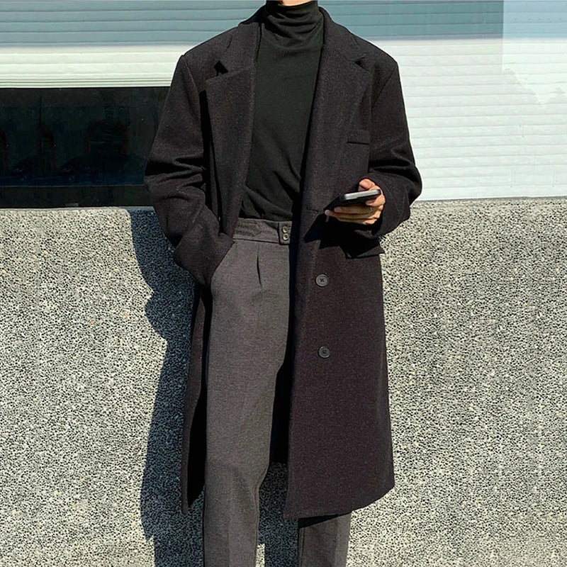 Classic Solid Color Woolen Long and Loose Women's Winter Coat