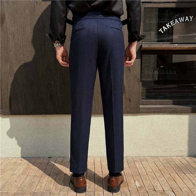 Solid Color High-Waisted Double-Blade Tailored Women's Trousers