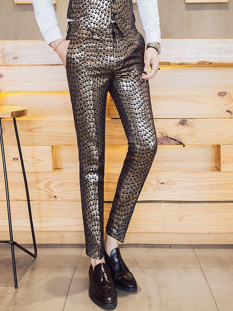 Stylish Men's Luxury Shiny Teardrop Pattern Stage Fashion Trousers