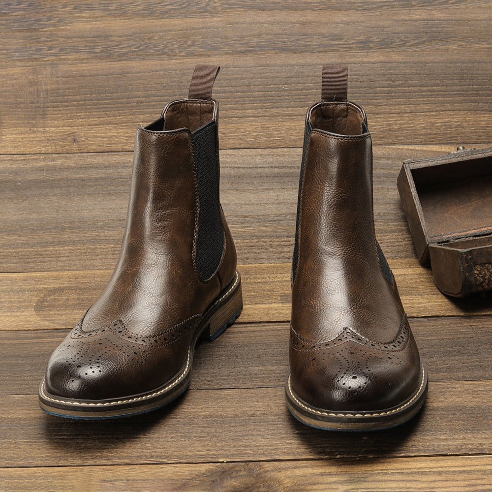 Comfortable Solid Slip-On Chelsea Boots in Synthetic Leather