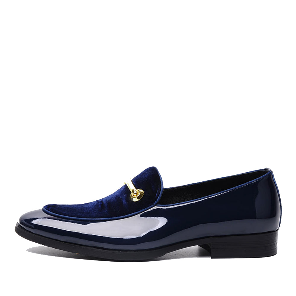 Elegant Metal Buckle Decorated Tuxedo-Style Men's Loafers Shoes for Formal Occasions