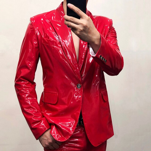 Colorful Spring Reflective Solid Polyester Slim-Fit Blazer