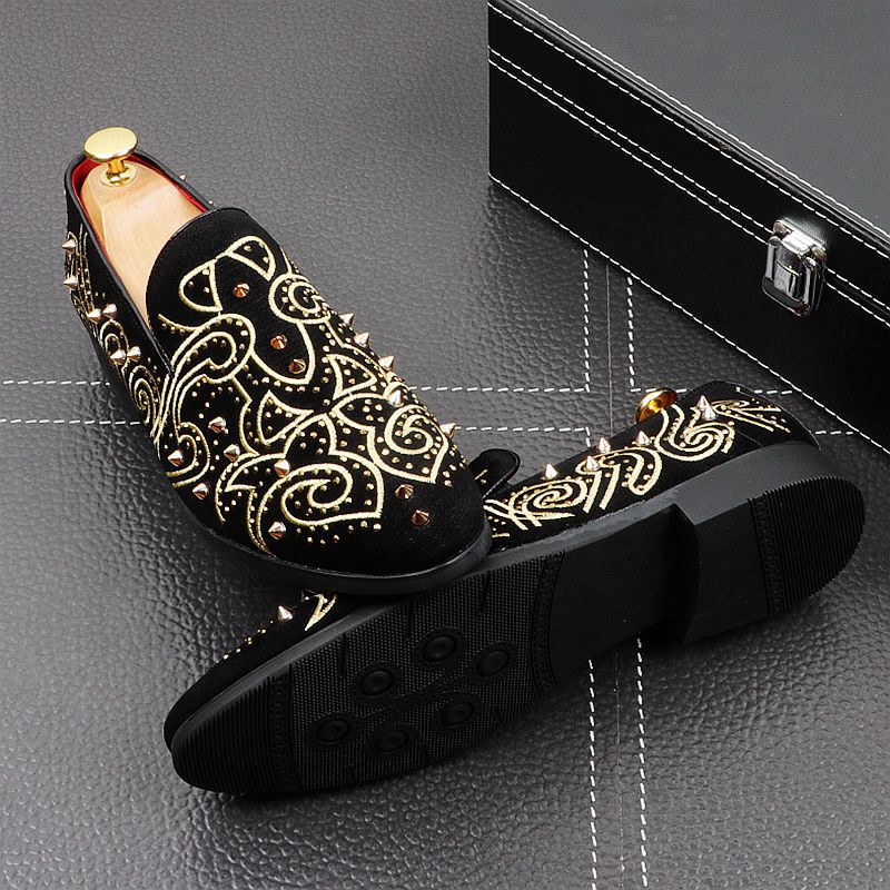 Premium Breathable Microfiber Rivets Smoking Loafers for Adults