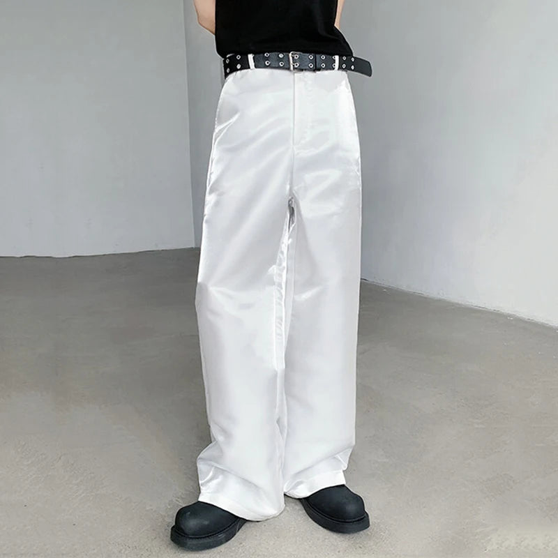High - quality Polyester Casual Solid - color Loose - fitting Straight Pants