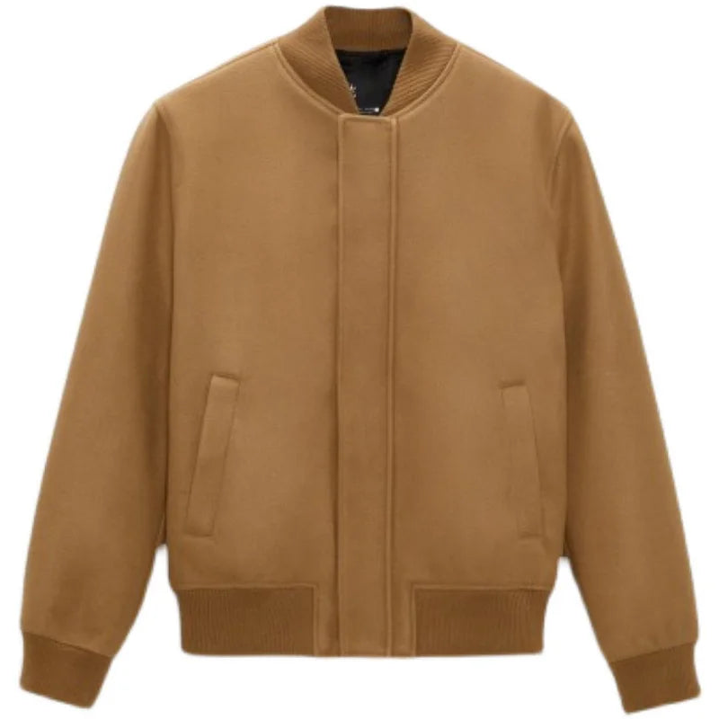 Stylish Casual Solid Pattern Single-Breasted Woolen Jacket for Everyday Wear
