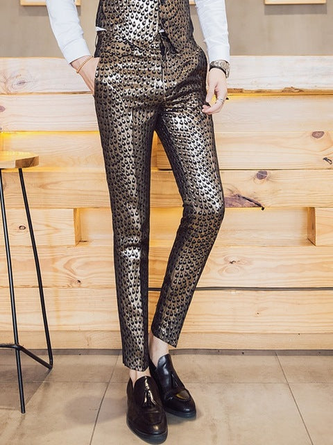 Stylish Men's Luxury Shiny Teardrop Pattern Stage Fashion Trousers