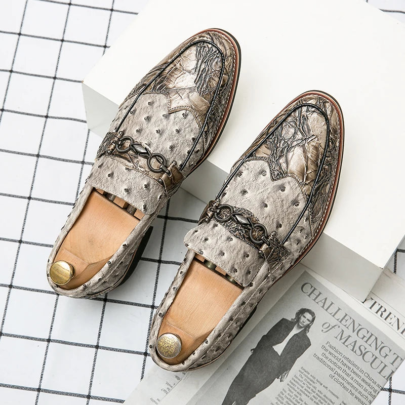 Stylish Breathable Abstract Patchwork Patent Leather Slip-on Loafers