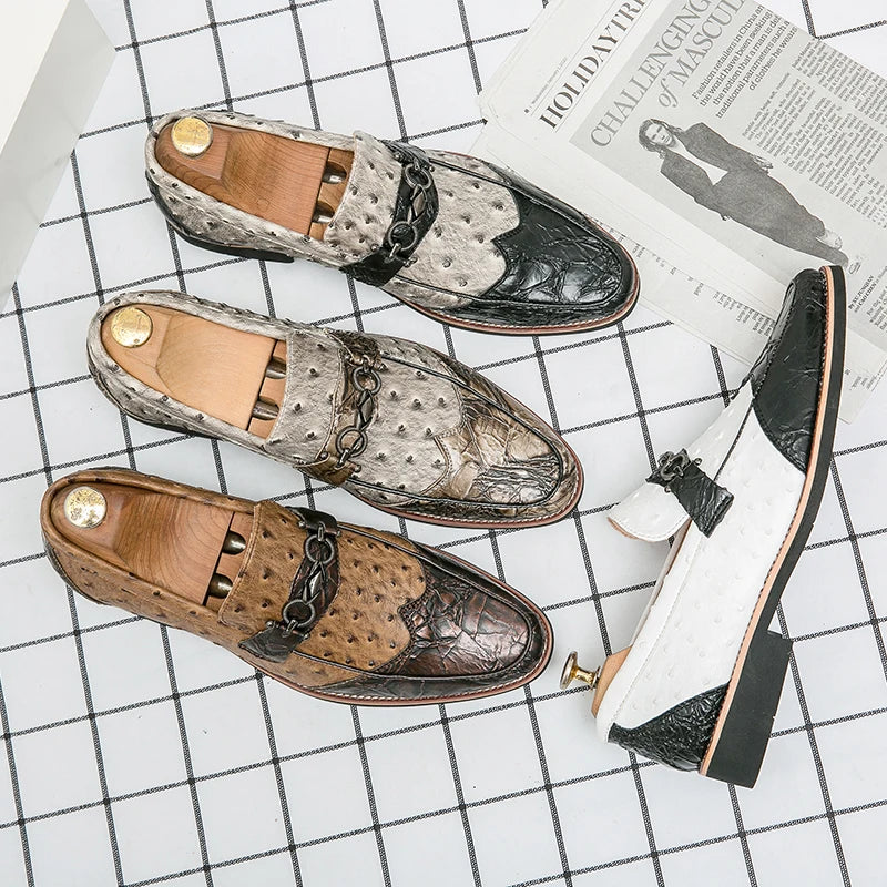 Stylish Breathable Abstract Patchwork Patent Leather Slip-on Loafers