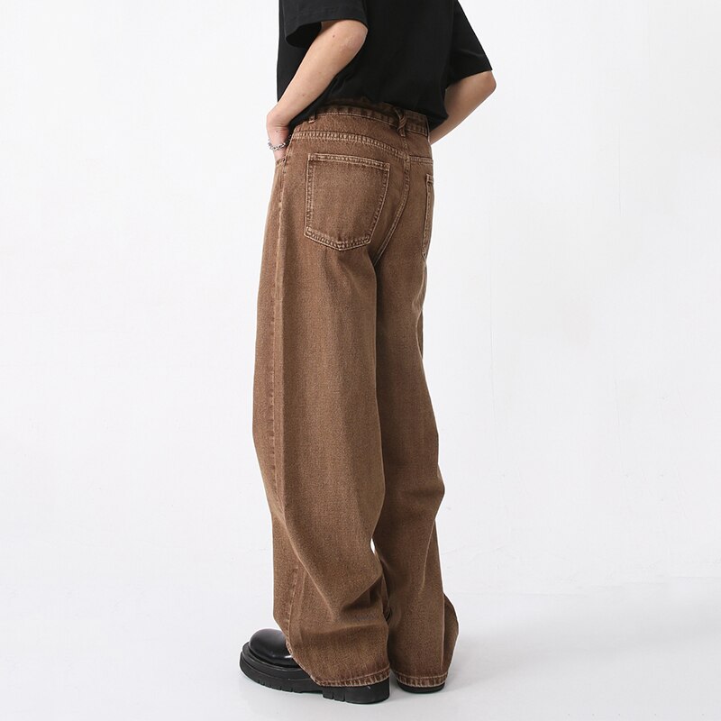 Soft and Durable Butter Brown Straight-Leg Casual Denim Jeans