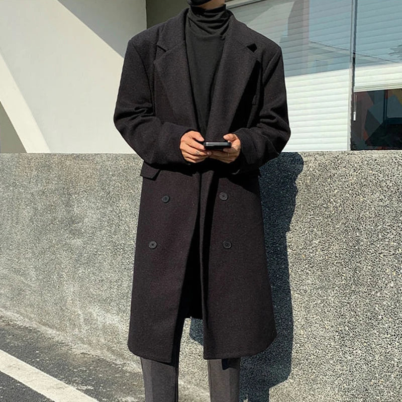 Classic Solid Color Woolen Long and Loose Women's Winter Coat