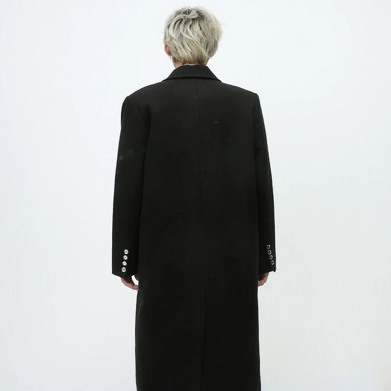 Cozy Solid Double - Layer Multi - Pocket Long Cotton - Polyester Coat