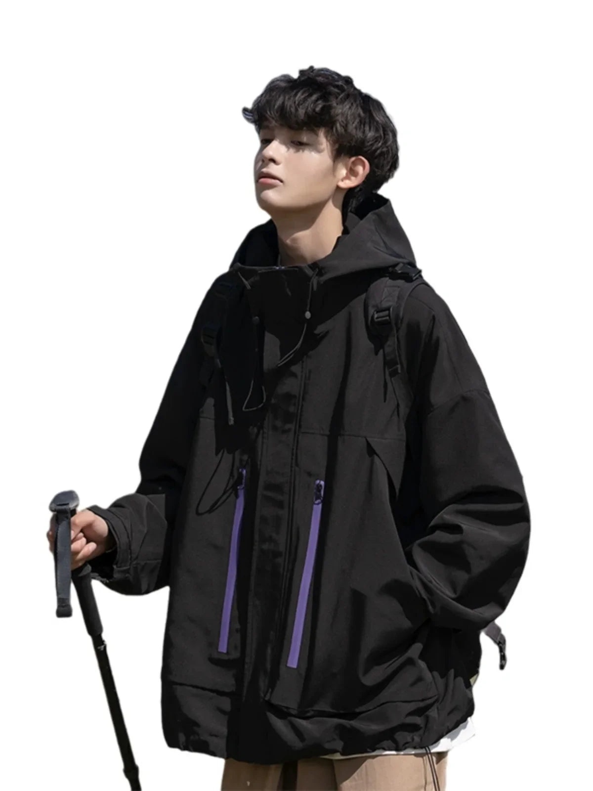 High - Quality Solid - Pattern Waterproof Hooded Breathable Casual Jacket for All - Weather Use