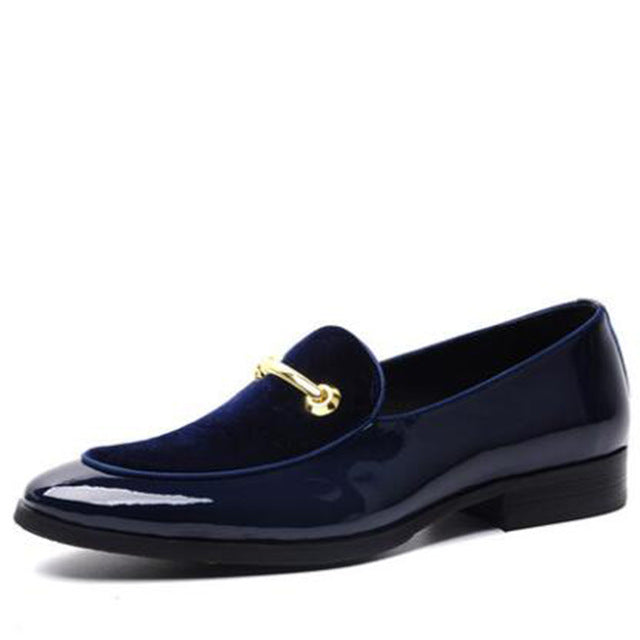 Elegant Metal Buckle Decorated Tuxedo-Style Men's Loafers Shoes for Formal Occasions