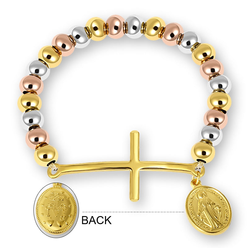 Fashionable Stainless Steel Beads and Cross Tag Charm Bracelets for All Occasions