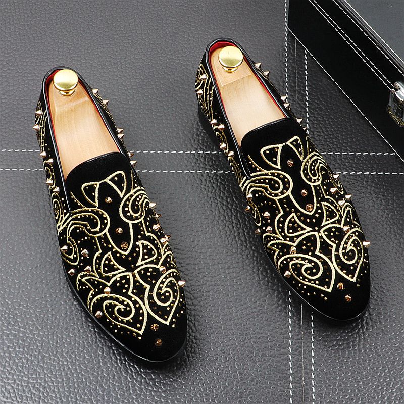 Premium Breathable Microfiber Rivets Smoking Loafers for Adults