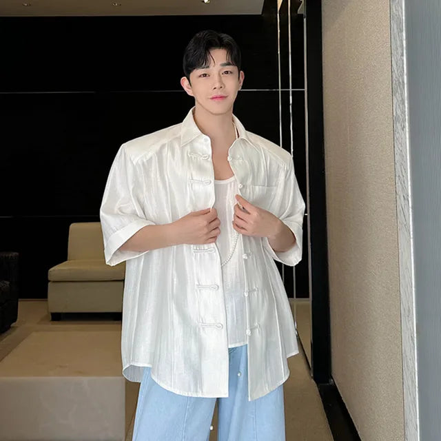 Stylish Solid Knot-Button Short-Sleeve Casual Shirt for Any Occasion