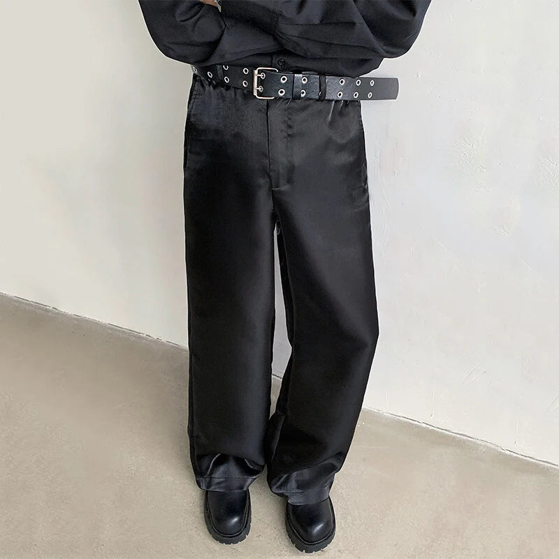 High - quality Polyester Casual Solid - color Loose - fitting Straight Pants