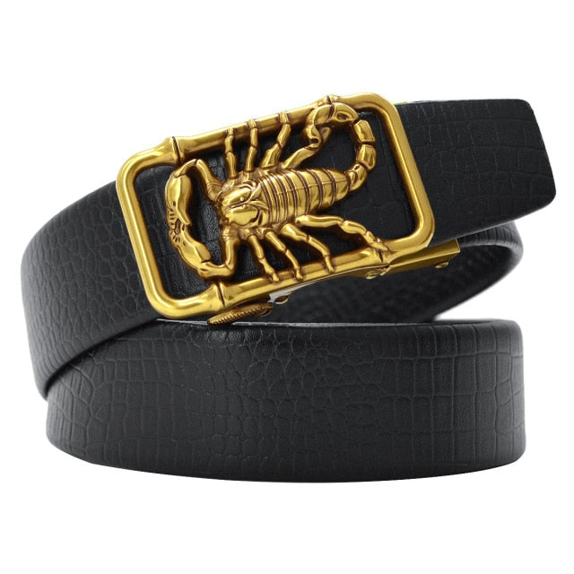 Casual Square Scorpion Buckle Design PU Leather Belt for Daily Wear