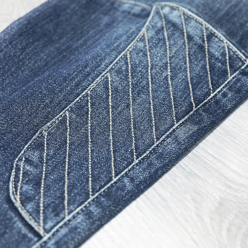 Stylish Spliced Hip-Hop Denim Jeans for All-Year Wear
