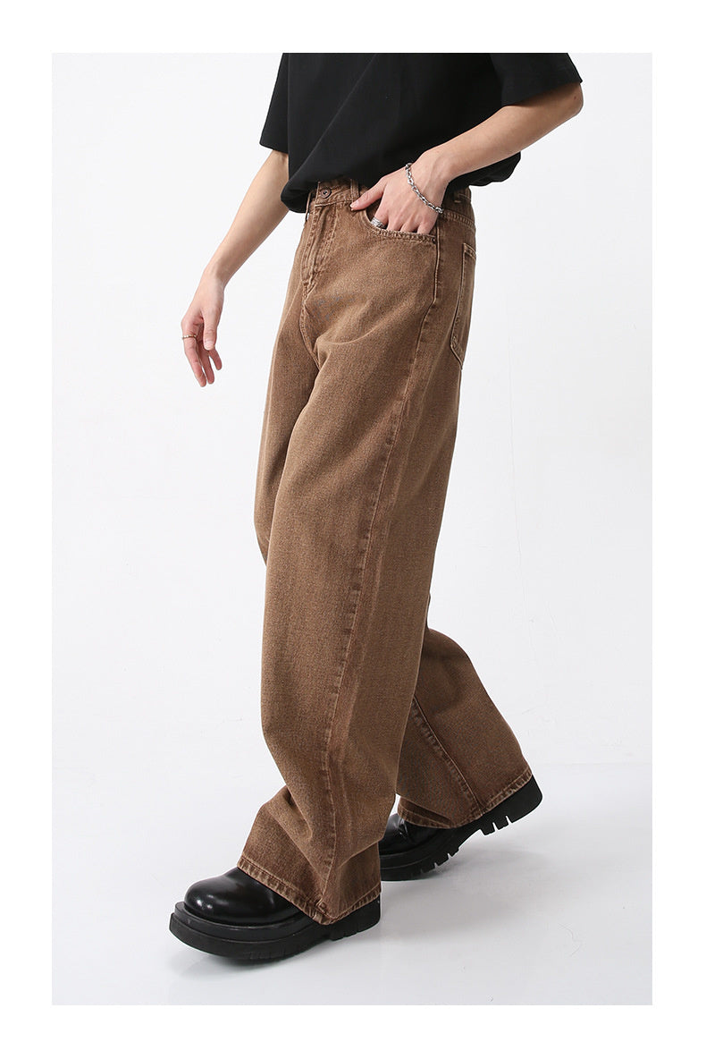 Soft and Durable Butter Brown Straight-Leg Casual Denim Jeans
