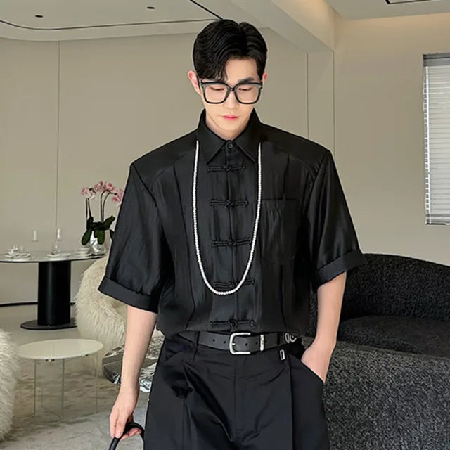 Stylish Solid Knot-Button Short-Sleeve Casual Shirt for Any Occasion