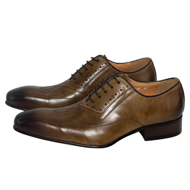 Men's Classic Oxford Formal Shoes in Khaki Coffee Color