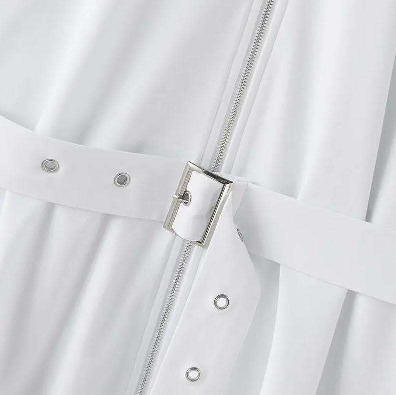 Stylish Solid Color Lapel Zipper and Belted Casual Jacket for Everyday Wear