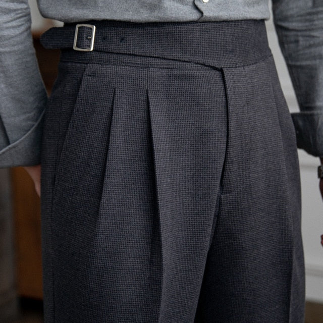 Stylish Almond - Grey Textured Casual Men's Trousers for All Occasions