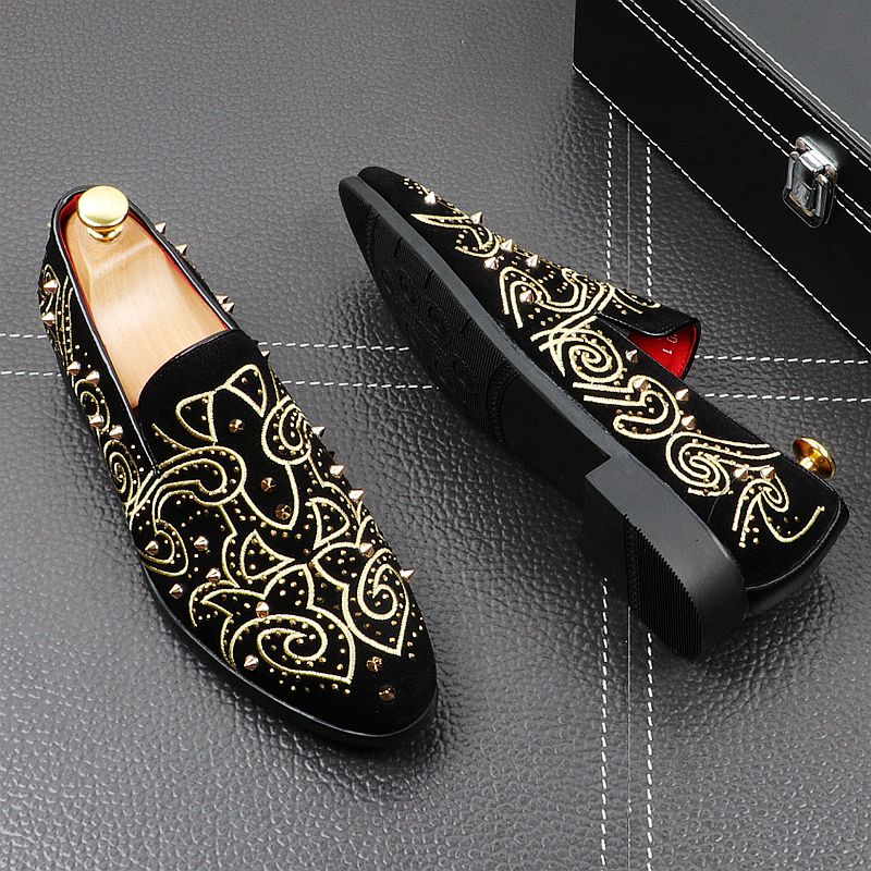 Premium Breathable Microfiber Rivets Smoking Loafers for Adults