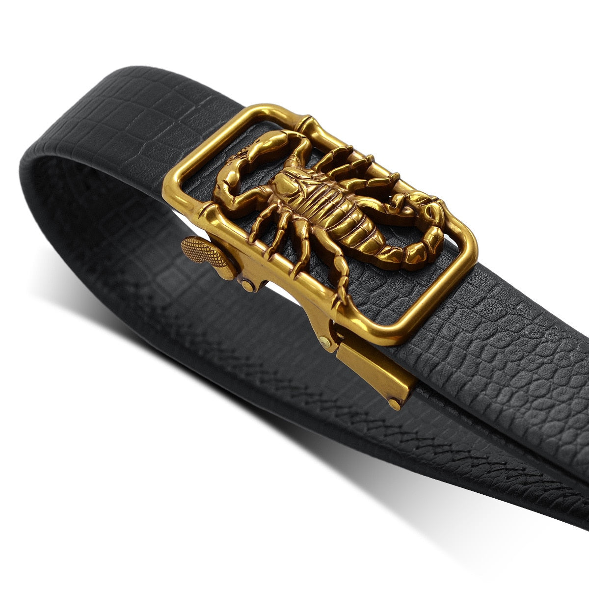 Casual Square Scorpion Buckle Design PU Leather Belt for Daily Wear