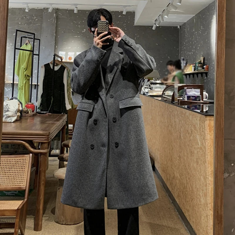 Classic Solid Color Woolen Long and Loose Women's Winter Coat