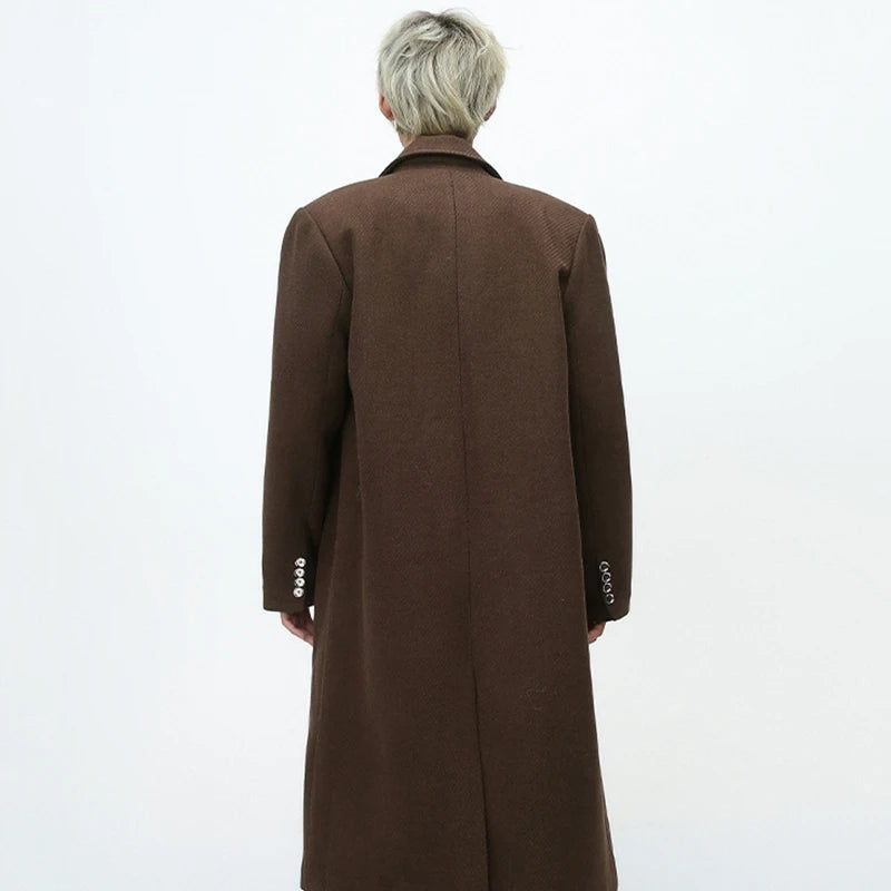 Cozy Solid Double - Layer Multi - Pocket Long Cotton - Polyester Coat