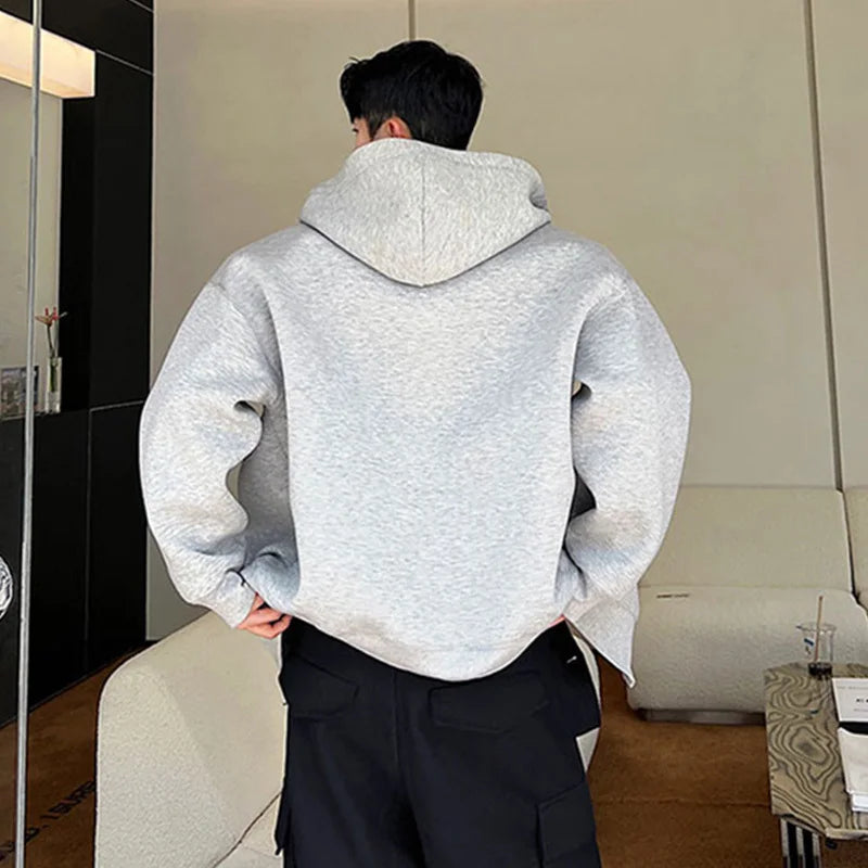 Cozy Solid Double - Head Zipper Hooded Casual Jacket for All - Day Warmth