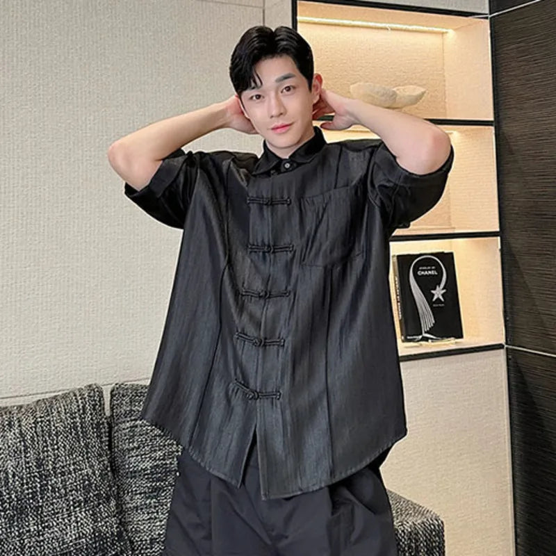 Stylish Solid Knot-Button Short-Sleeve Casual Shirt for Any Occasion