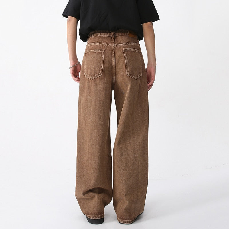 Soft and Durable Butter Brown Straight-Leg Casual Denim Jeans