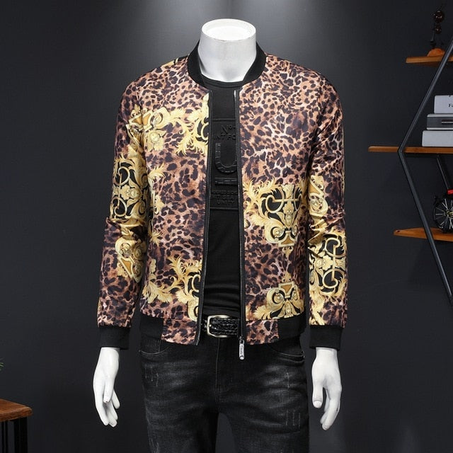 Exquisite Luxury Leopard-Printed Fashionable Bomber Jacket for Stylish Individuals