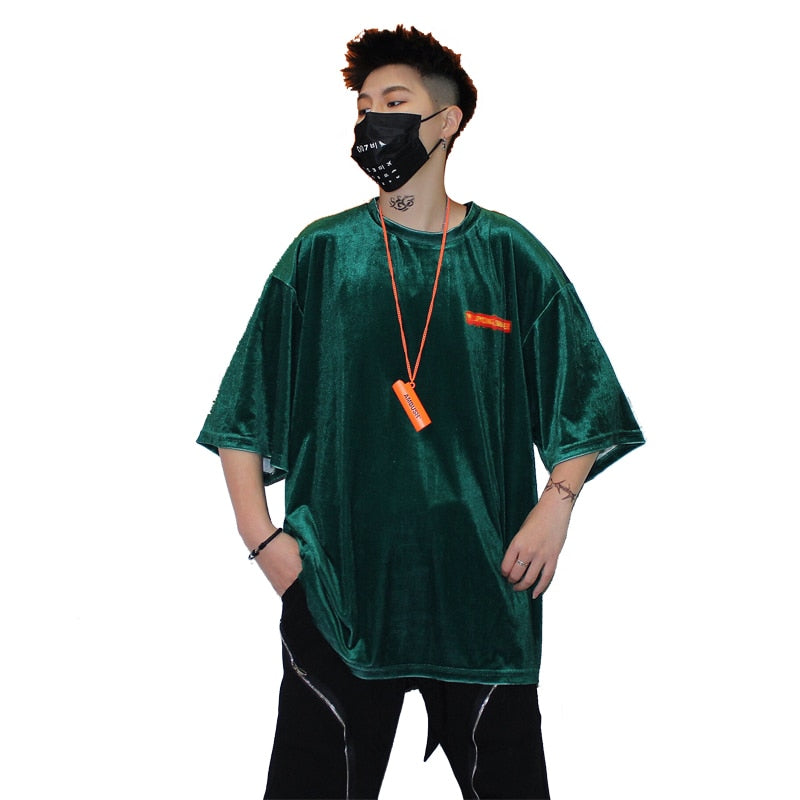Men's Casual Loose O-Neck Hip Hop Style Cotton-Spandex T-Shirt