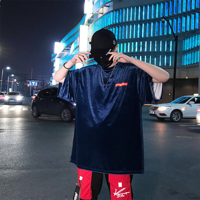 Men's Casual Loose O-Neck Hip Hop Style Cotton-Spandex T-Shirt