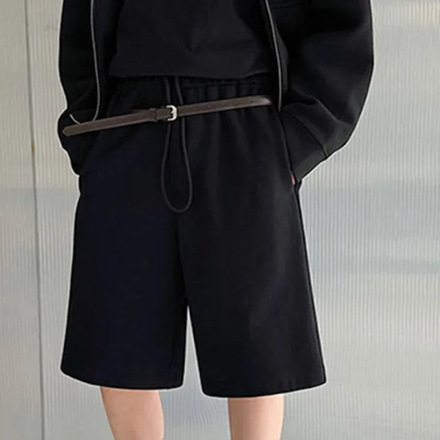 Comfortable Polyester High-Waisted Loose Drawstring Straight-Fit Shorts